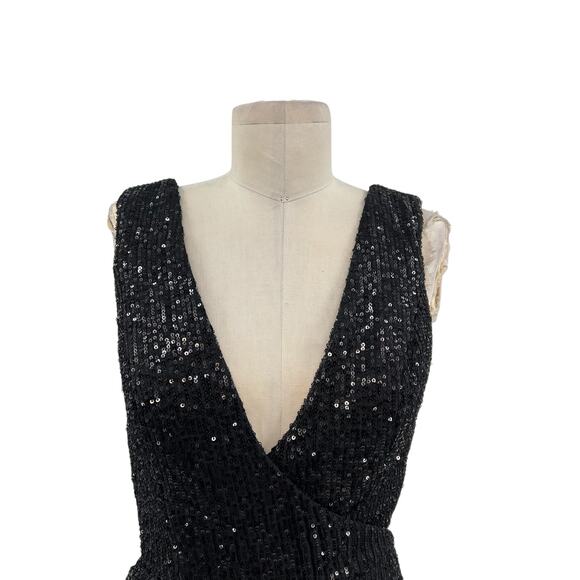 Ieena for Mac Duggal‎ Jumpsuit 26691 Sequin Cut Out Wide Leg Black Size 4 - Picture 3 of 14